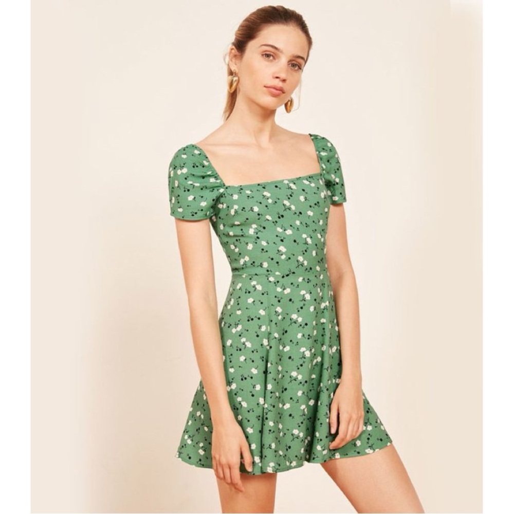 Reformation Telluride Green Floral Dress